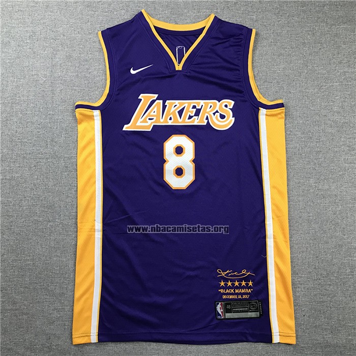 Camiseta Los Angeles Lakers Kobe Bryant NO 8 Retirement 2018 Violeta
